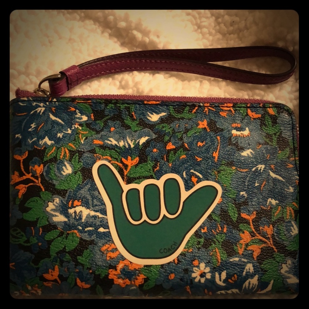 Coach floral wristlet